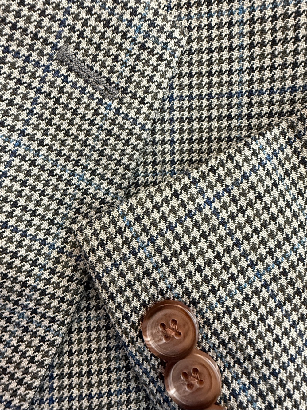 Lauren Ralph Lauren 44R Silk Wool Houndstooth Blazer Sport Coat Gray Blue - Picture 3 of 16